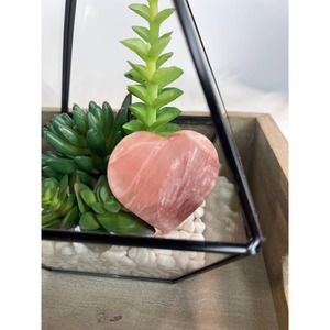 Rose Calcite Heart Carving Polished Sculpture